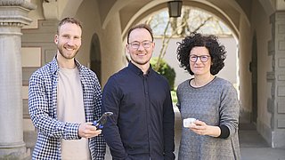 Gruppenbild mit Thomas Koutalidis, Raphael Reichle und Stefania Molinari.